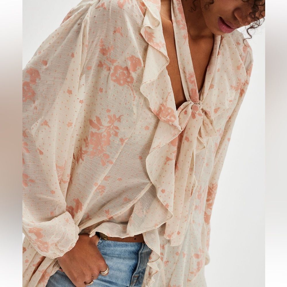 Free People Dreamland Floral Tunic Top- Tea Combo NWT